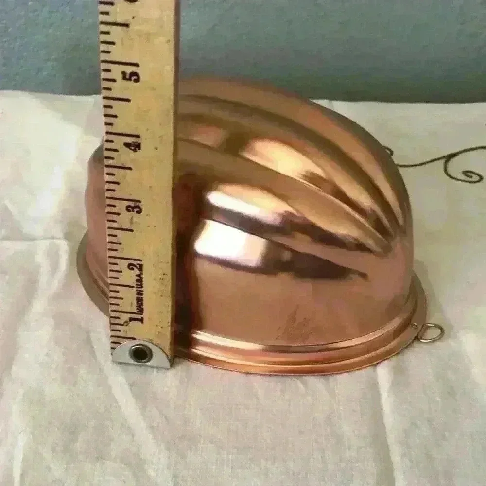 VTG Jell-o Mold Pink Alluminum Copper colored Fluted Oval Melon Shape Mold 8